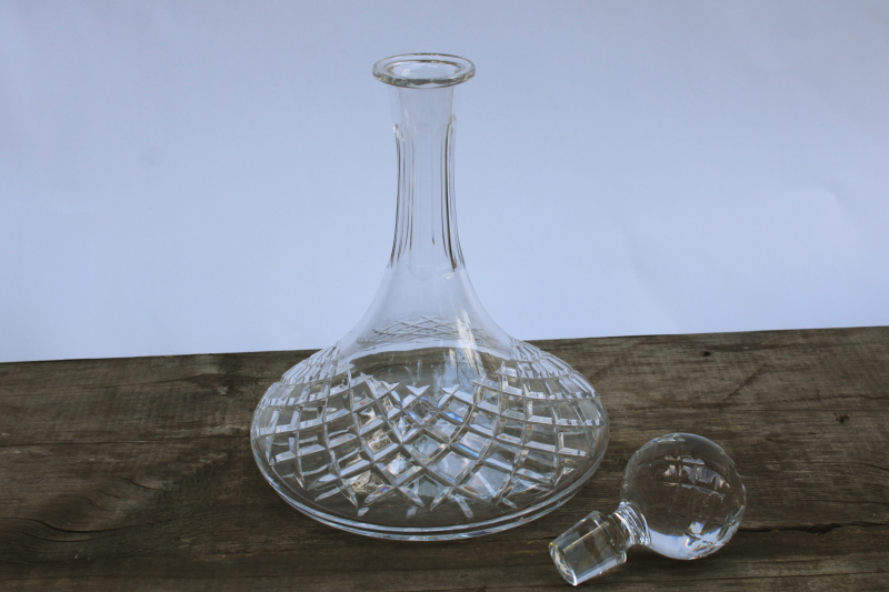 photo of vintage crystal ship's decanter bottle w/ stopper, I think not Waterford crystal!  #3